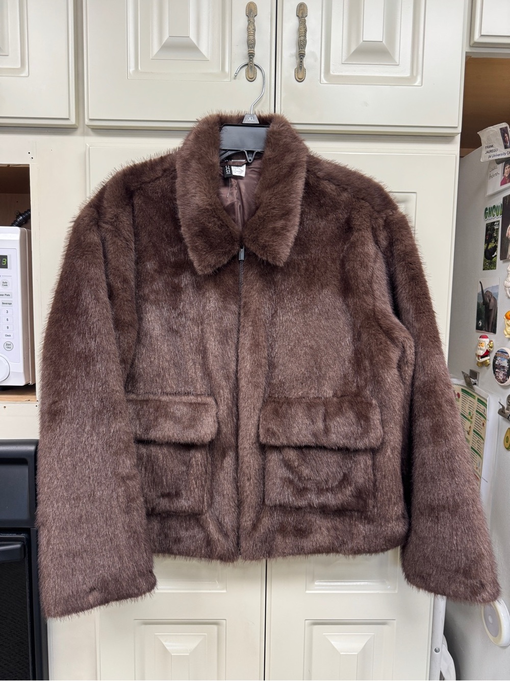 H&M Chocolate Brown Faux Fur Jacket – Size Large